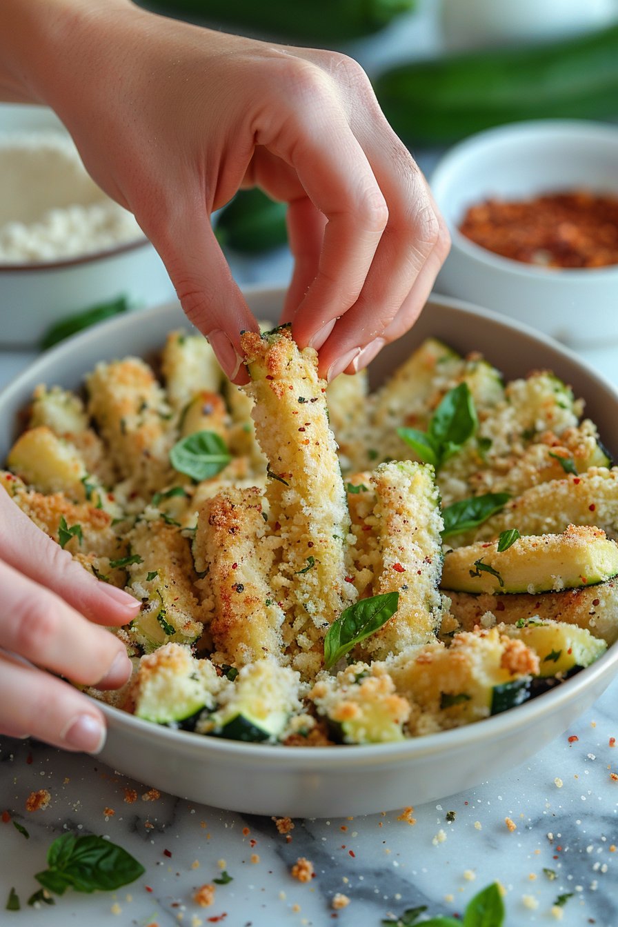Low Calorie Air Fryer Zucchini Fries instructions process
