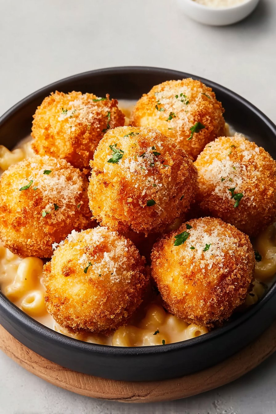 Air Fryer Fried Macaroni and Cheese Balls serving
