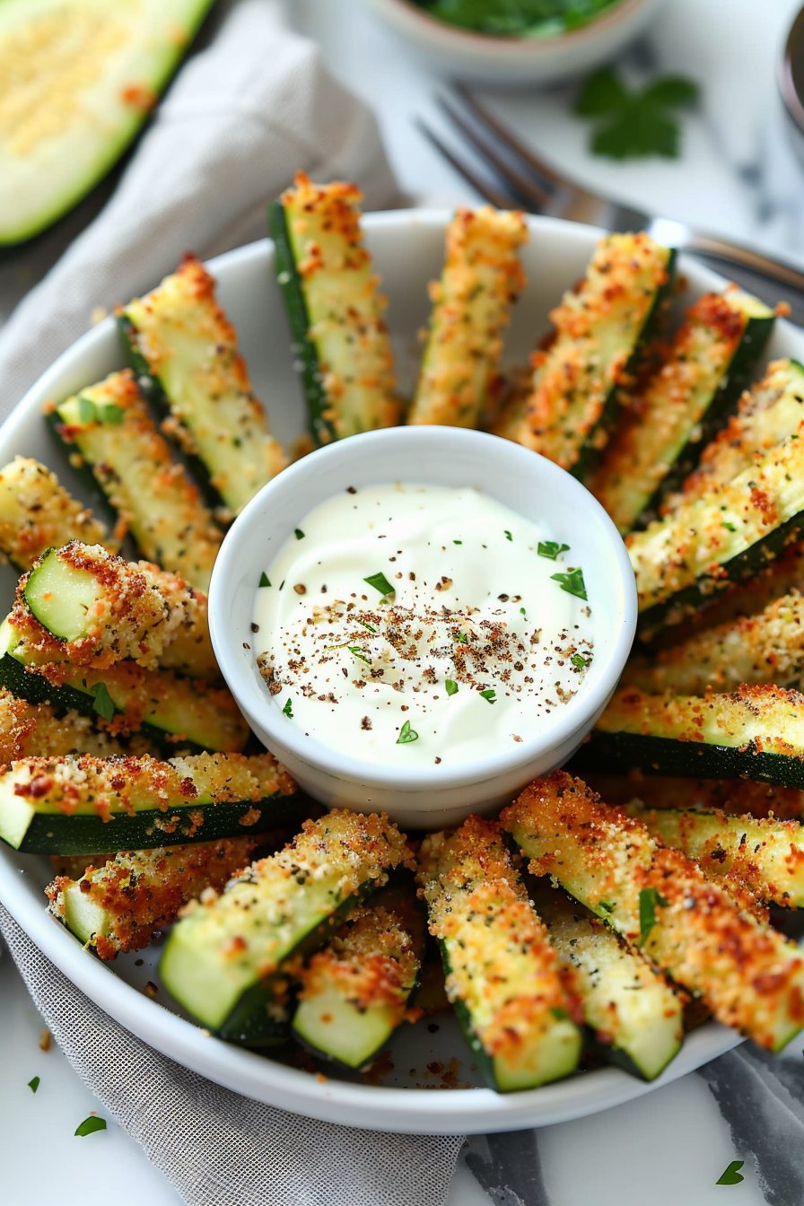 Low Calorie Air Fryer Zucchini Fries serving