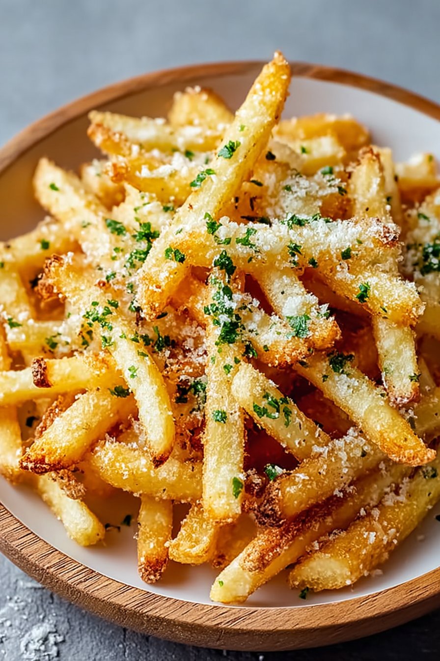 Air Fryer Garlic Parmesan Fries serving