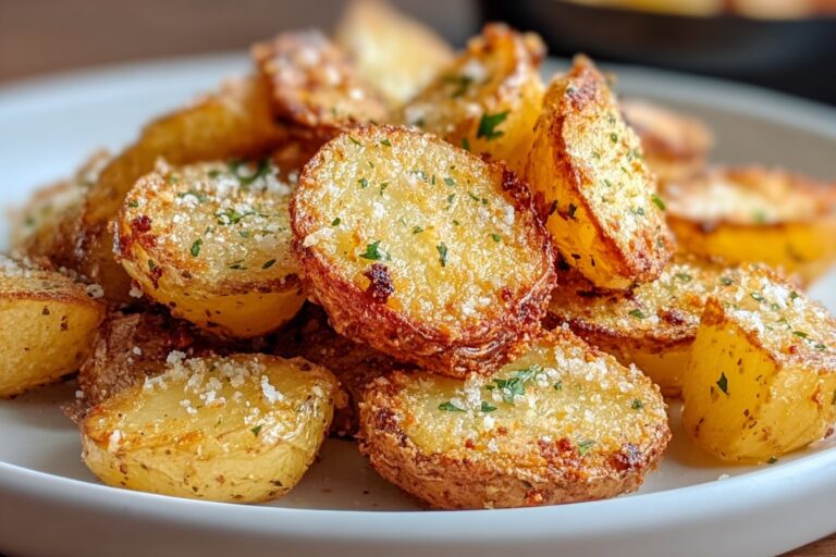 Air Fryer Baked Garlic Parmesan Potatoes featured