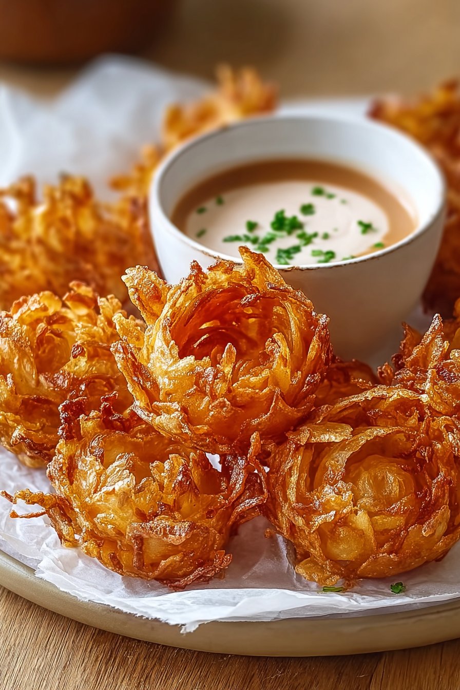Crispy Mini Blooming Onions serving