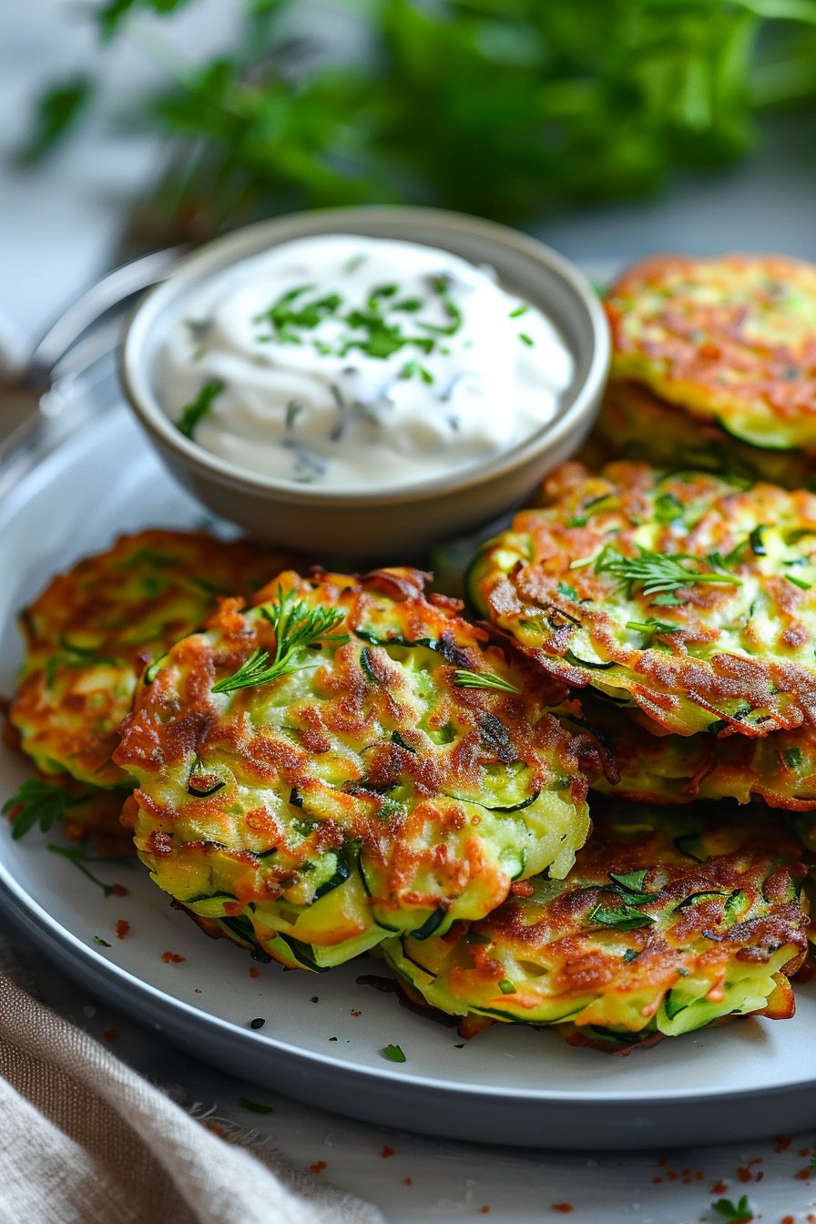 Healthy Zucchini Fritters Side Dish serving