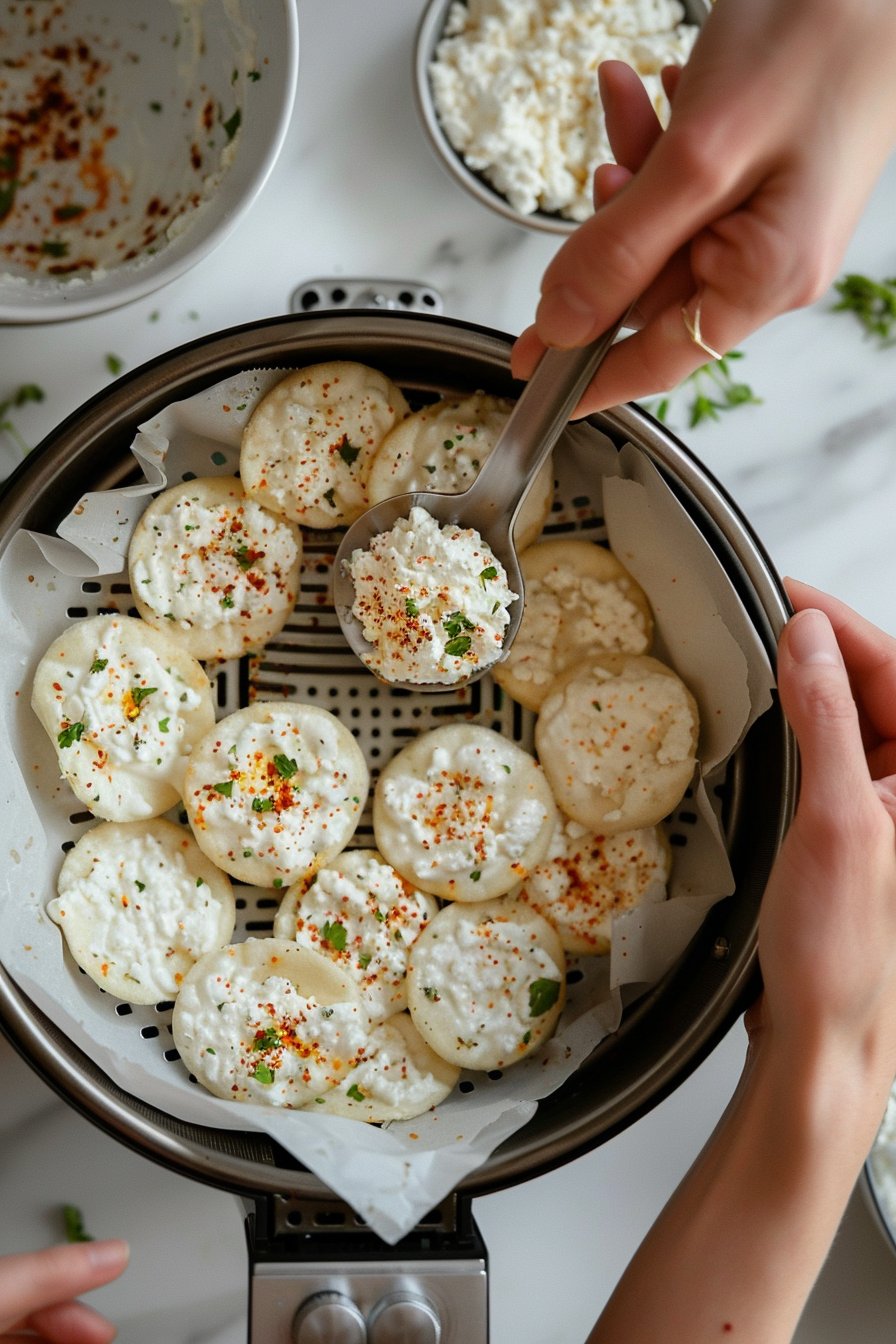 Irresistible Air Fryer Cottage Cheese Chips instructions process