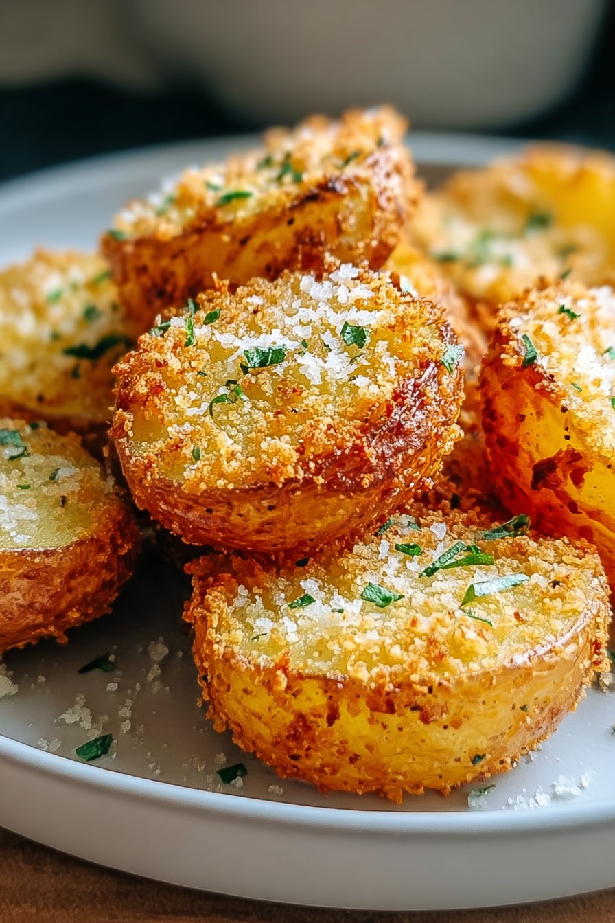Air Fryer Baked Garlic Parmesan Potatoes serving
