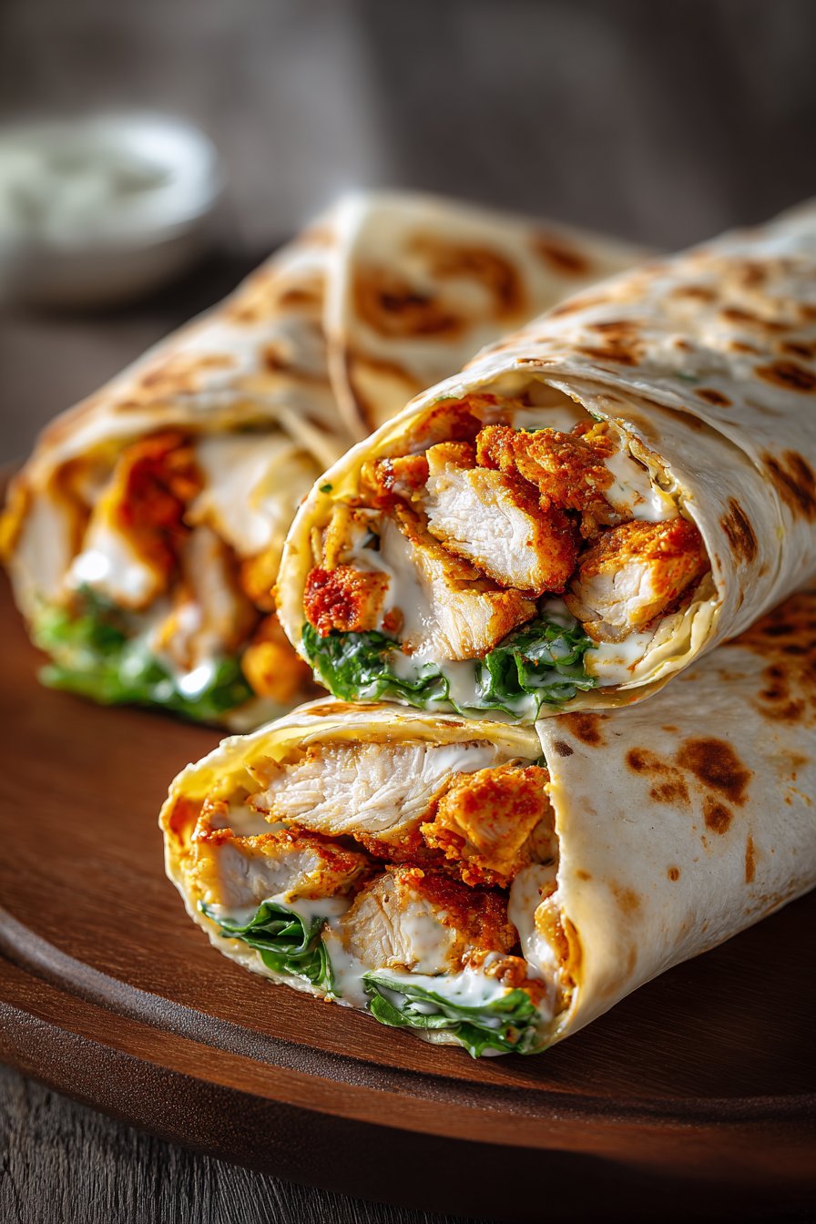 Crispy Air Fryer Chicken & Mozzarella Wraps serving
