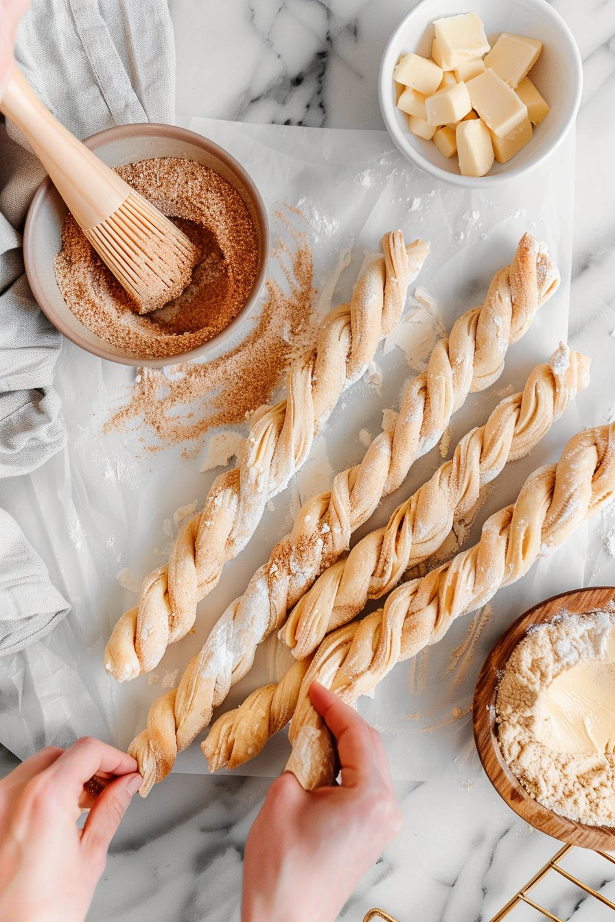 Air Fryer Cinnamon Twists instructions process