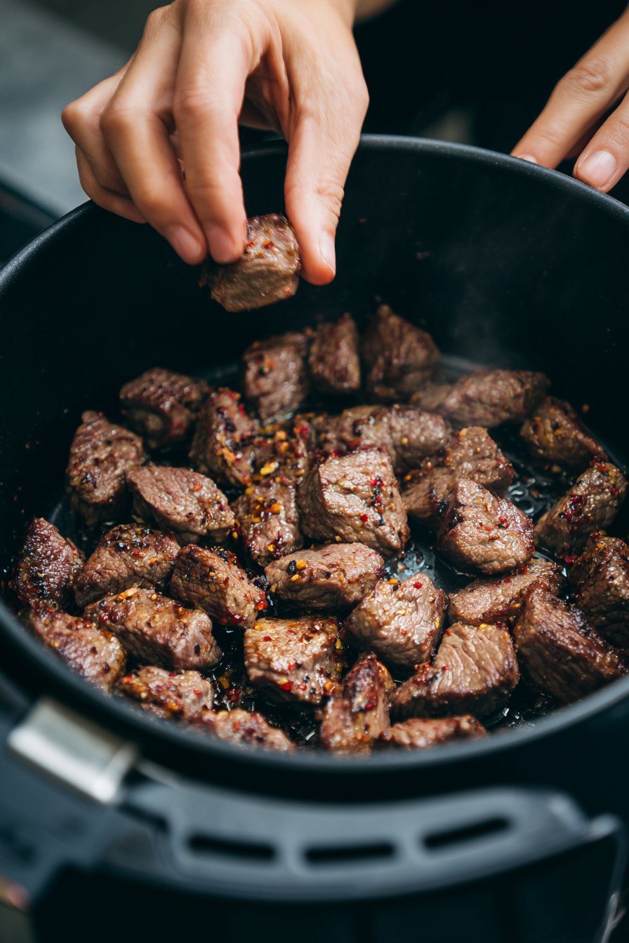 Air Fryer Steak Bites instructions process