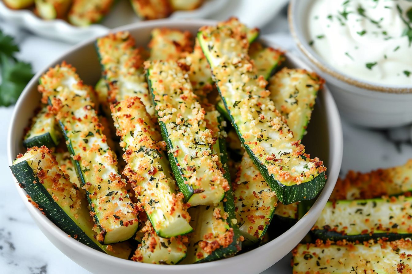 Low Calorie Air Fryer Zucchini Fries recipe card