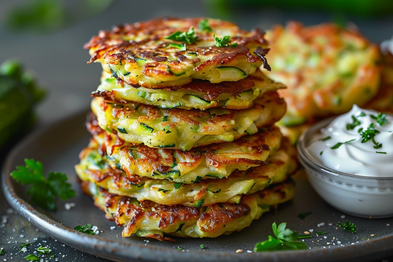 Healthy Zucchini Fritters Side Dish recipe card