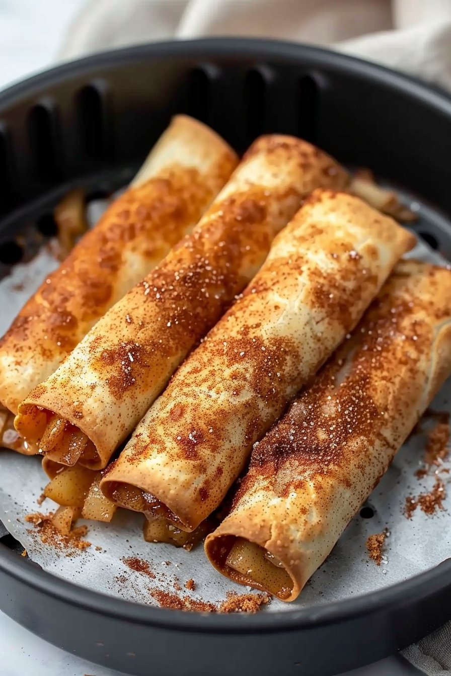 Easy Air Fryer Apple Pie Taquitos serving image
