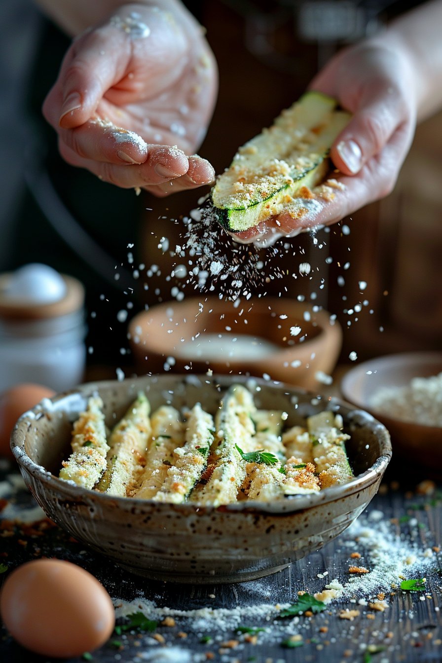 Air Fryer Zucchini Fries instructions process