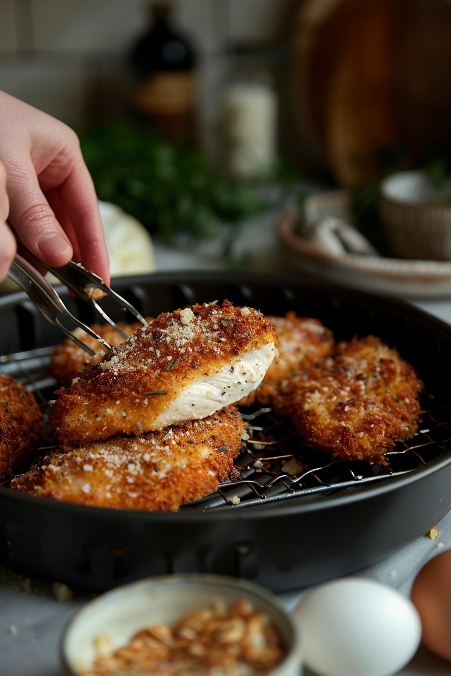 Air Fryer Breaded Chicken Breast instructions process