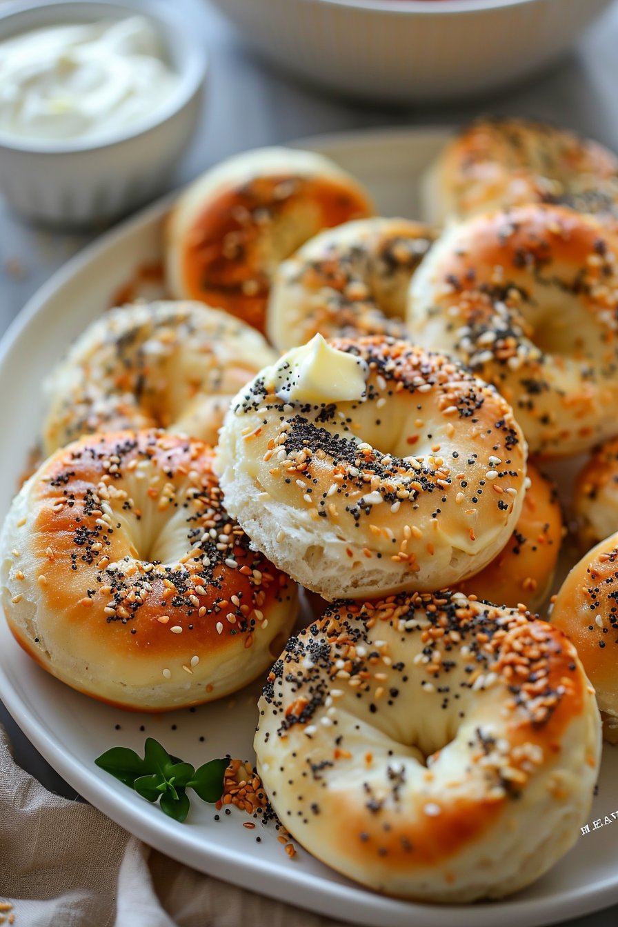 Easy Air Fryer Mini Bagels serving