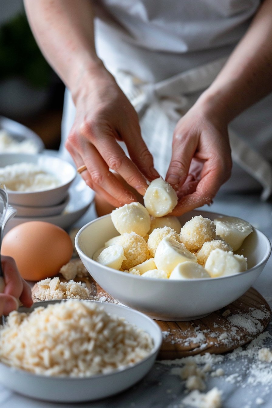 Crispy Air Fryer Mozzarella Balls for Cheesy Bliss instructions process