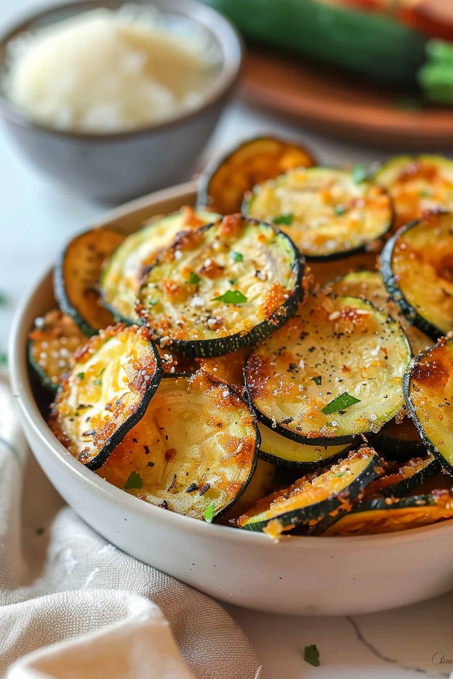 Crispy Zucchini Chips serving