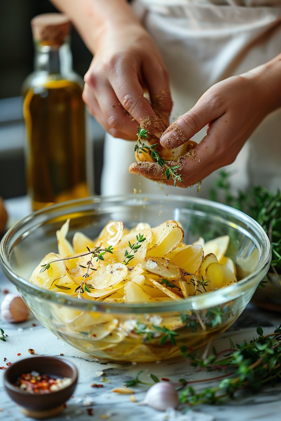 Crispy Sliced Potatoes Easy Oven Baked instructions process