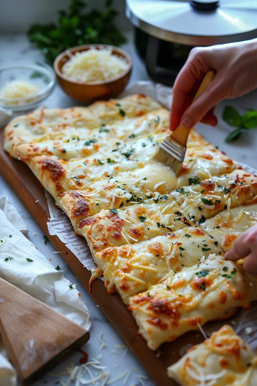 Easy Air Fryer Cheesy Garlic Breadsticks Thatll Wow Your Friends process image