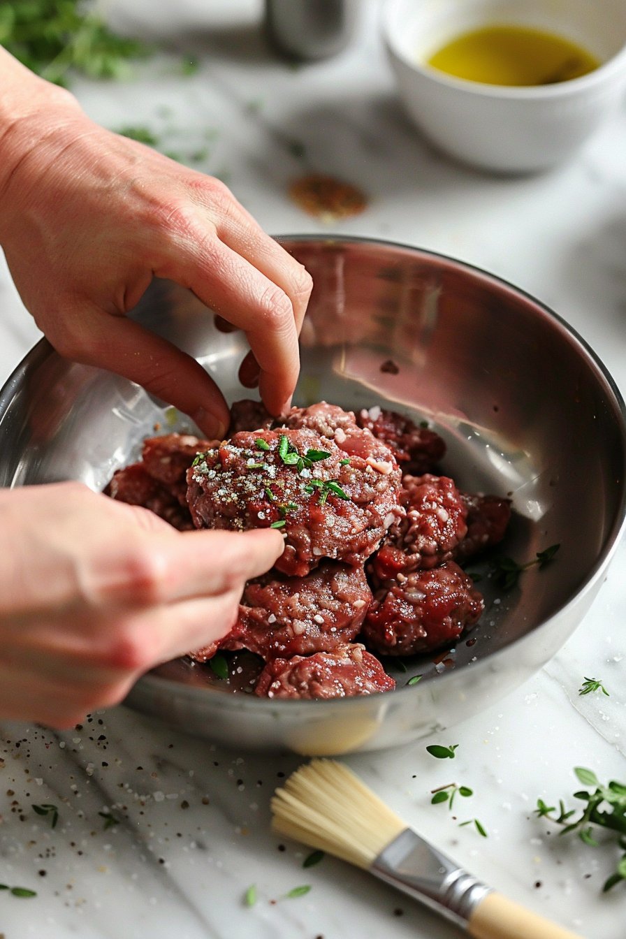 Seasoned Air Fryer Hamburger Patties process image