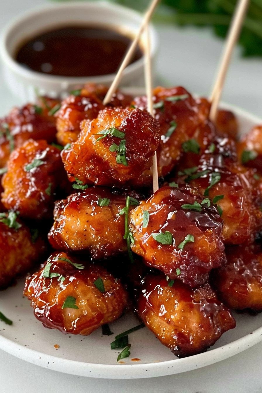 Enjoy Irresistible Air Fryer Honey BBQ Chicken Bites Today! serving image