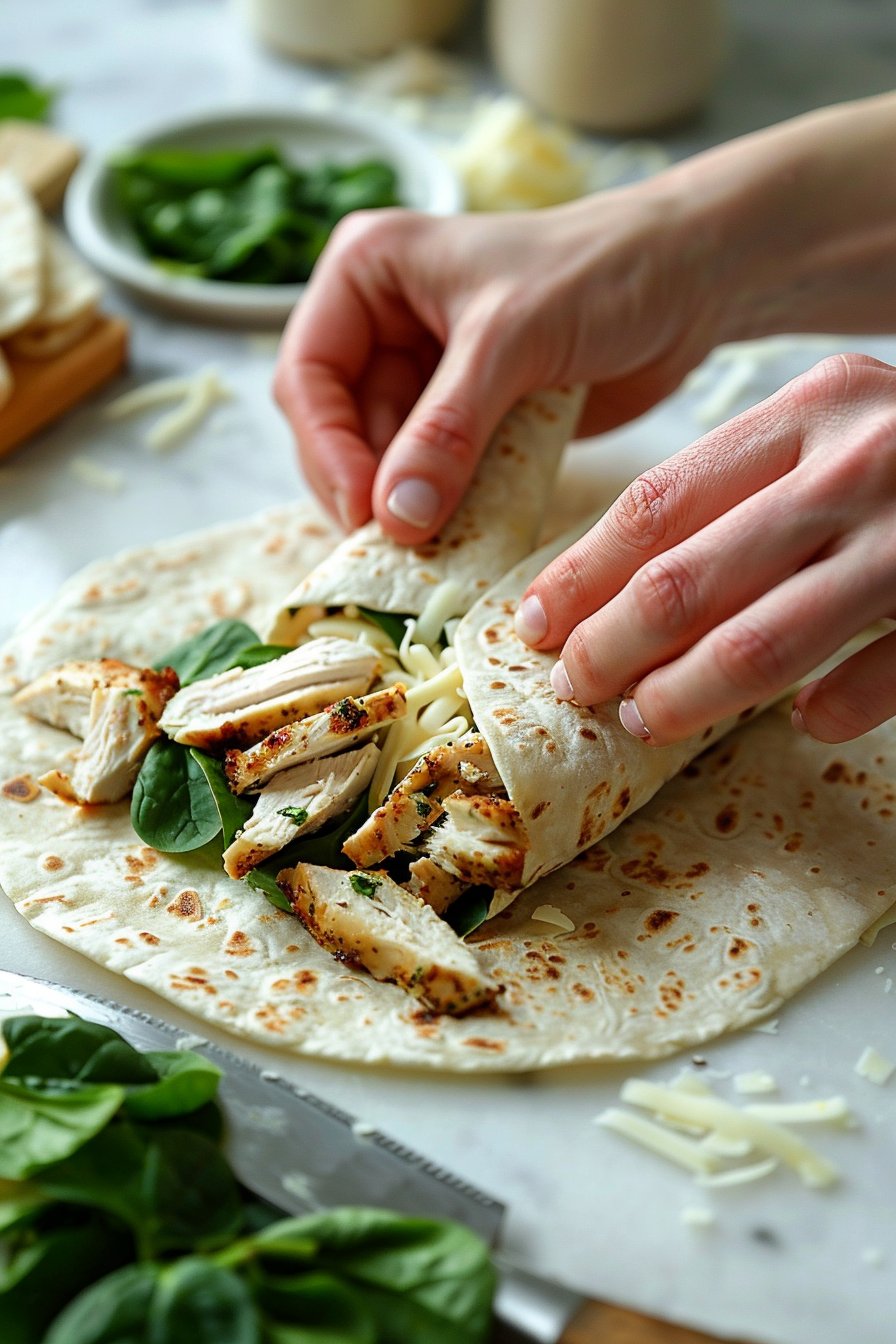 Air Fryer Chicken & Mozzarella Wraps process image