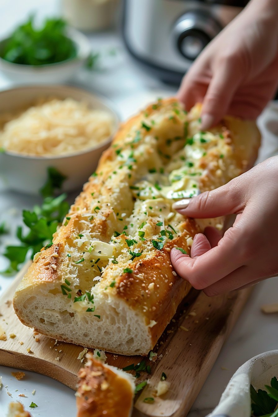The Best Homemade Air Fryer Garlic Bread | Air Fryer Side Dish process image
