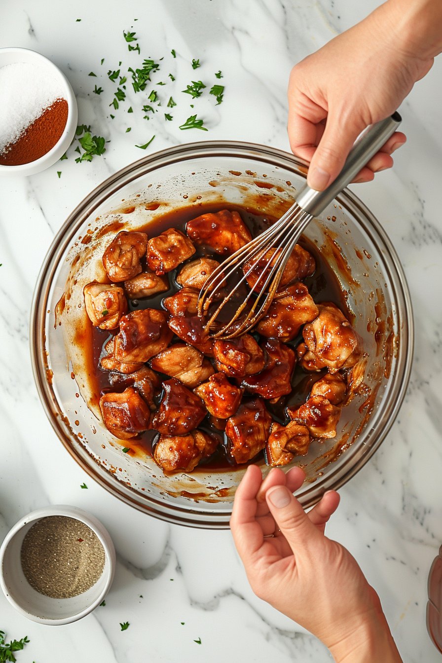 Enjoy Irresistible Air Fryer Honey BBQ Chicken Bites Today! process image