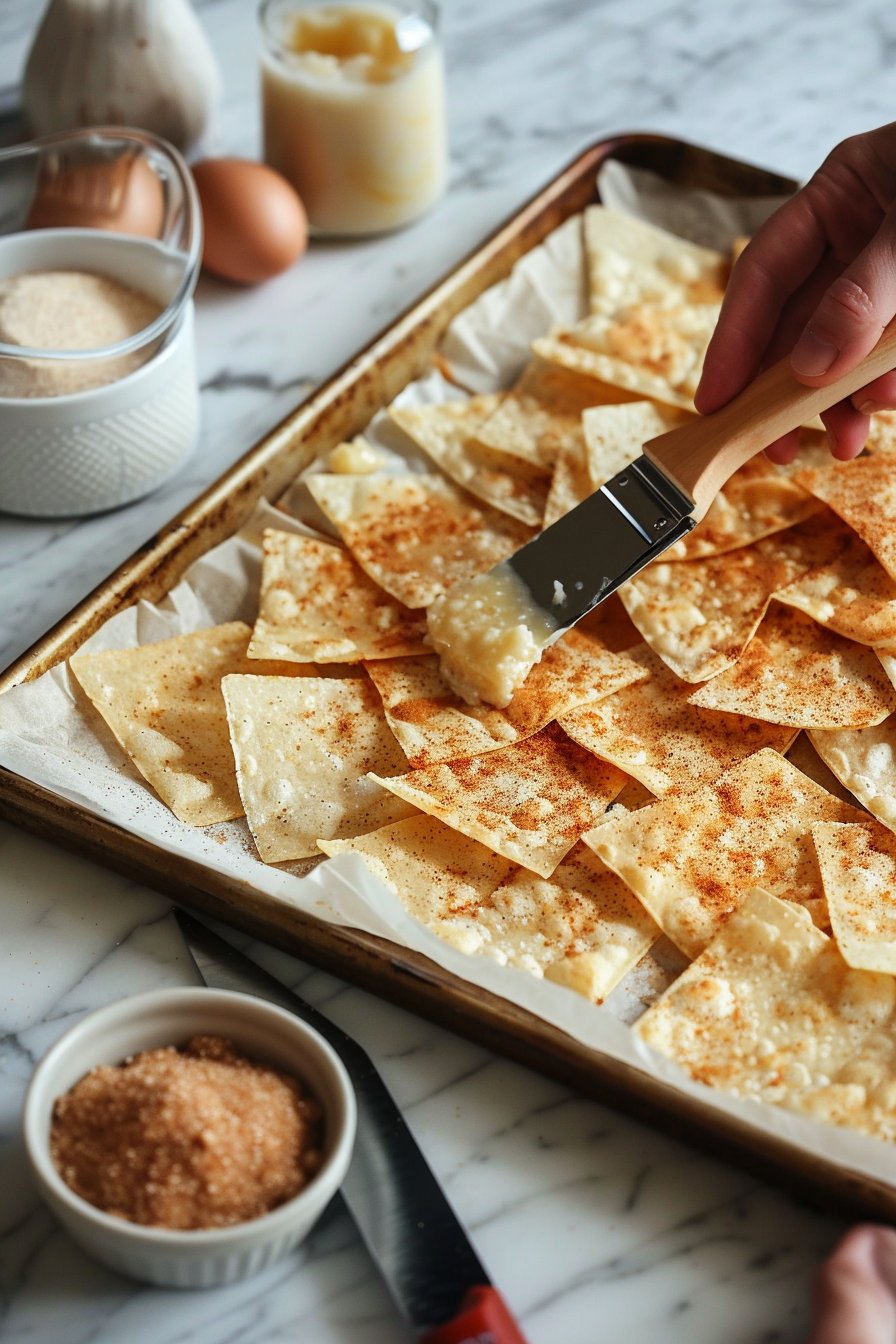 Air Fryer Cinnamon Tortilla Chips process image