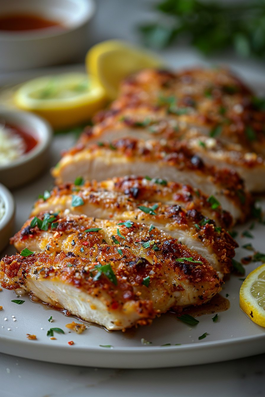 Air Fryer Breaded Chicken Breast serving