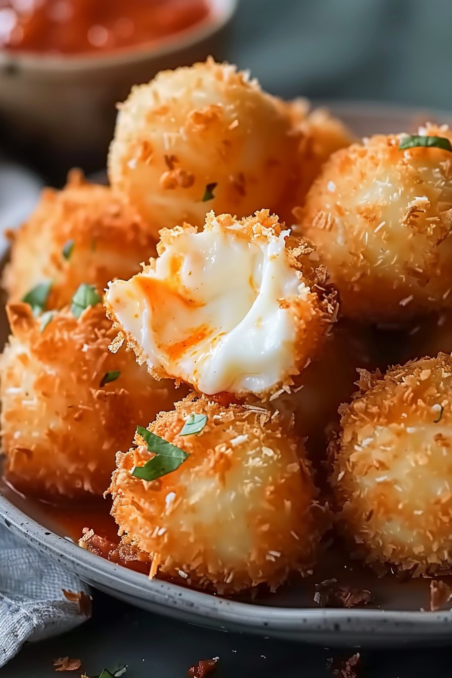 Crispy Air Fryer Mozzarella Balls for Cheesy Bliss serving