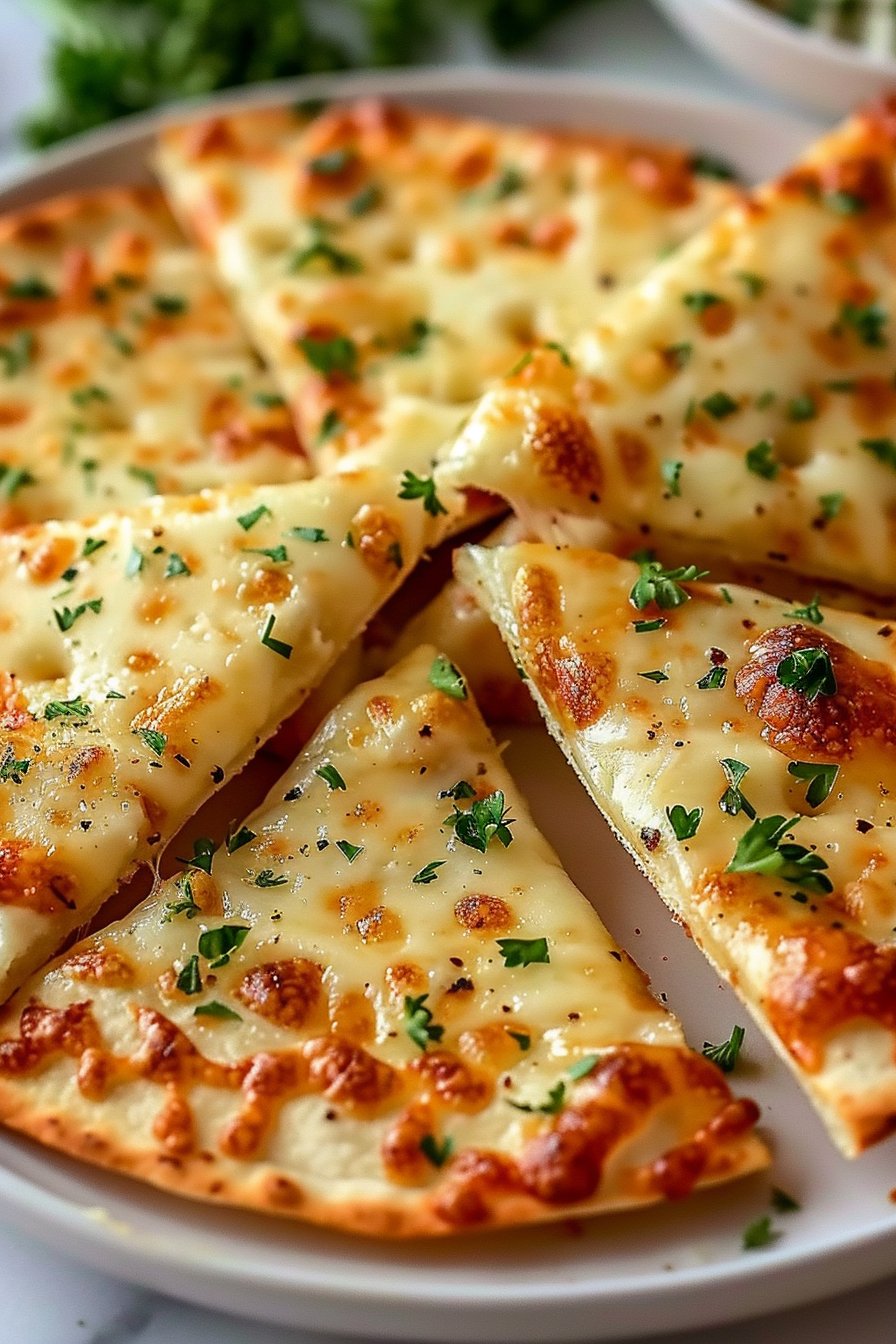 Air Fryer Cheesy Tortilla Garlic Bread serving