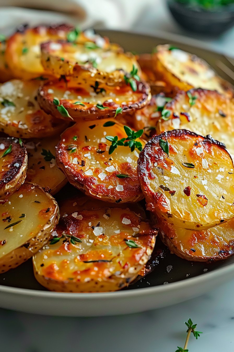Crispy Sliced Potatoes Easy Oven Baked serving