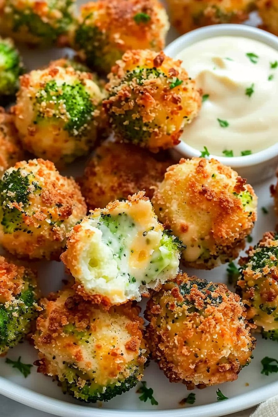 Air Fryer Broccoli Cheddar Poppers serving image
