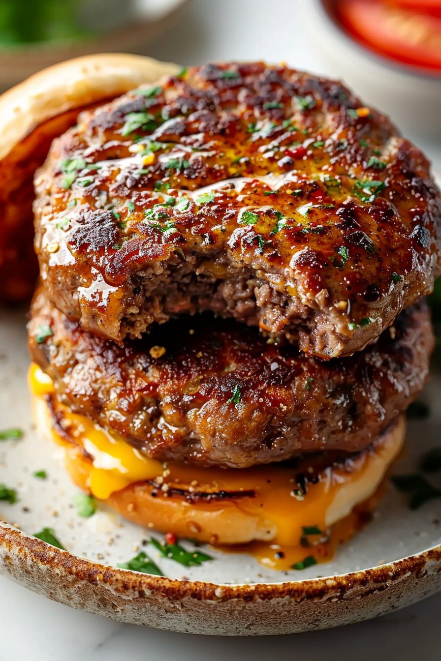 Seasoned Air Fryer Hamburger Patties serving image
