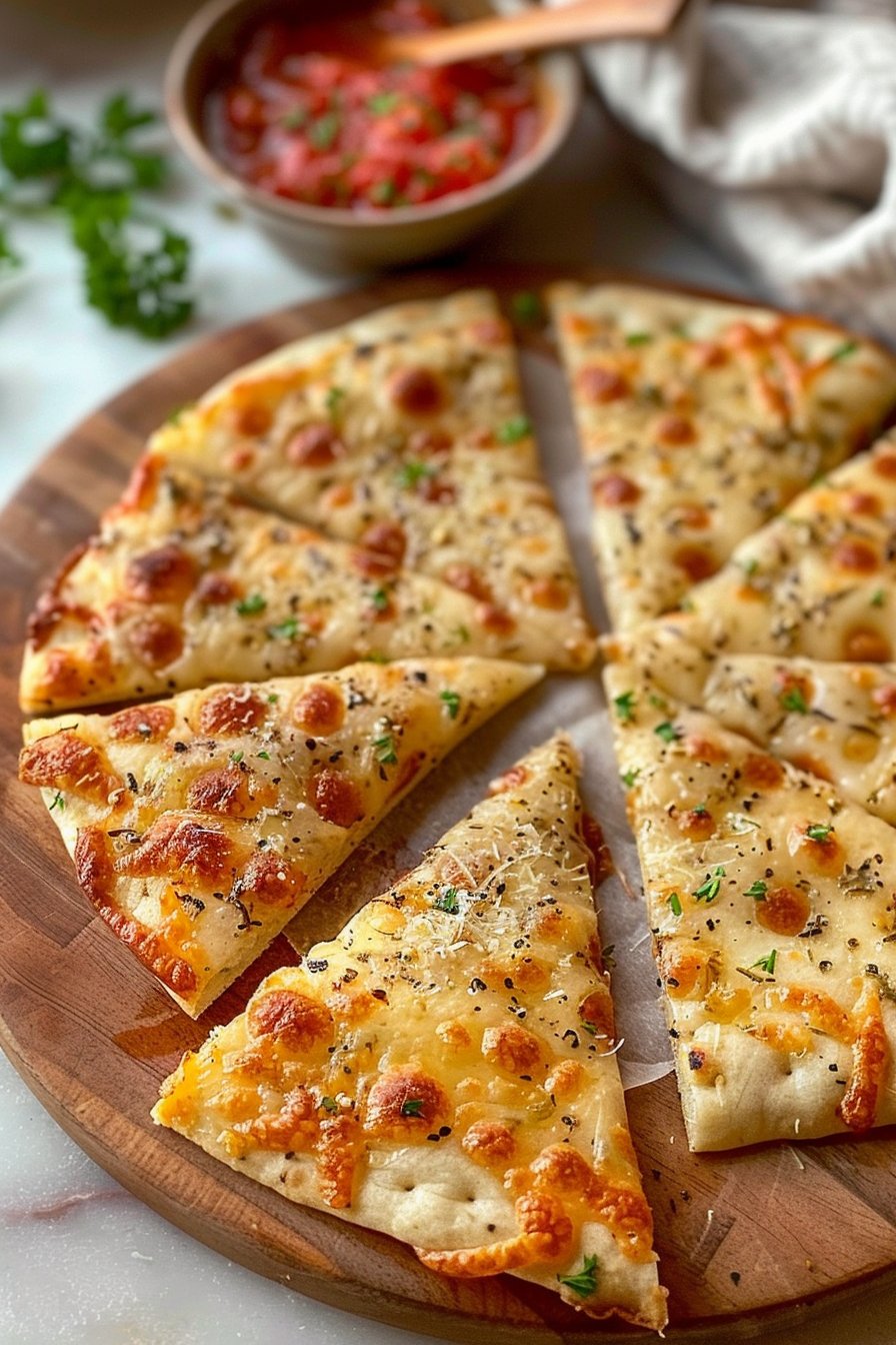 Air Fryer Cheesy Tortilla Garlic Bread serving image