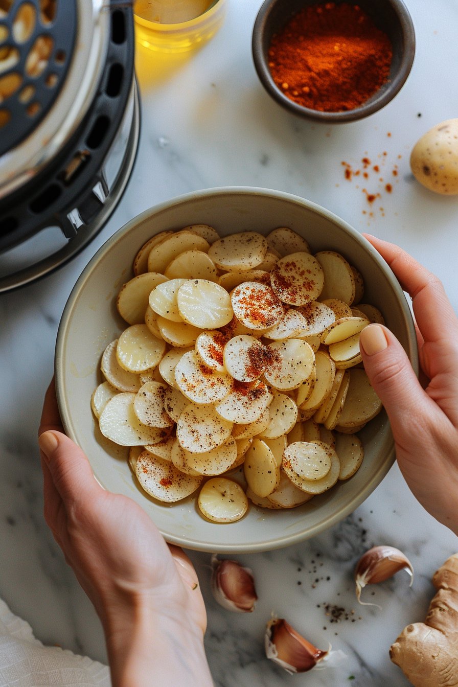 15-Minute Air Fryer Sliced Potatoes: Crispy Perfection Every Time process image