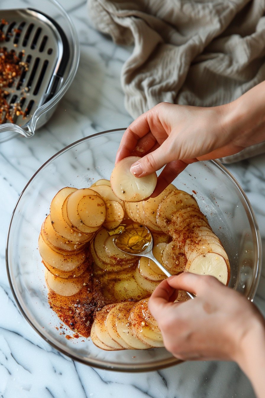 15-Minute Air Fryer Sliced Potatoes: Crispy Perfection Every Time process image