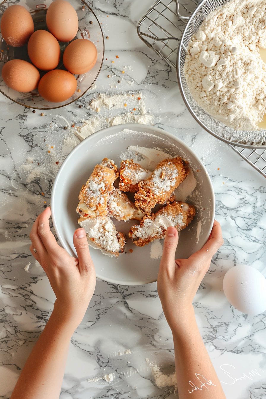 Air fryer KFC Buttermilk Southern Fried Chicken Drumsticks process image