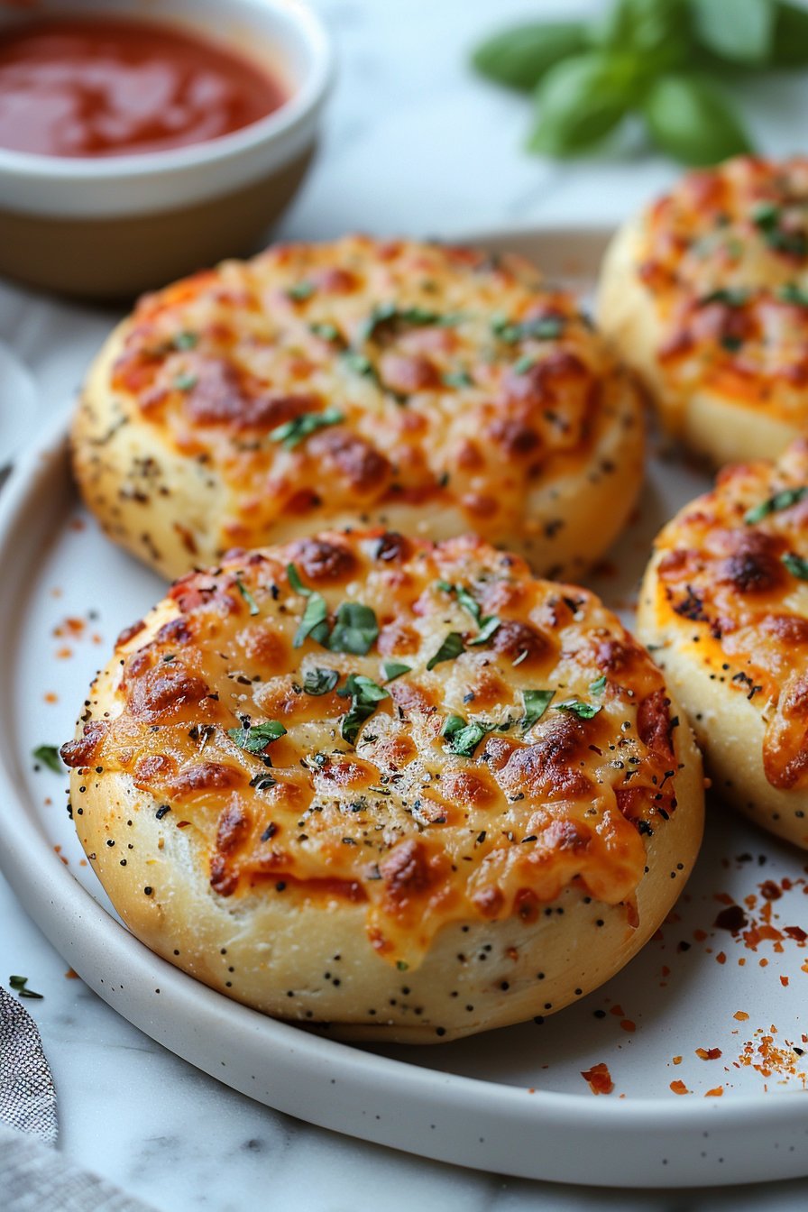 Air Fryer Bagel Pizzas serving image
