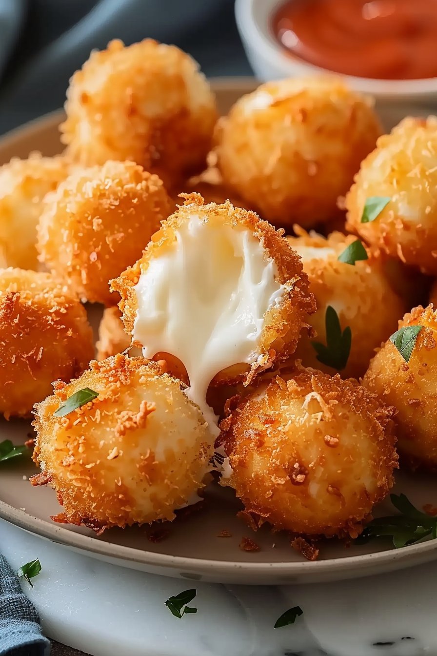 Crispy Air Fryer Mozzarella Balls for Cheesy Bliss serving image