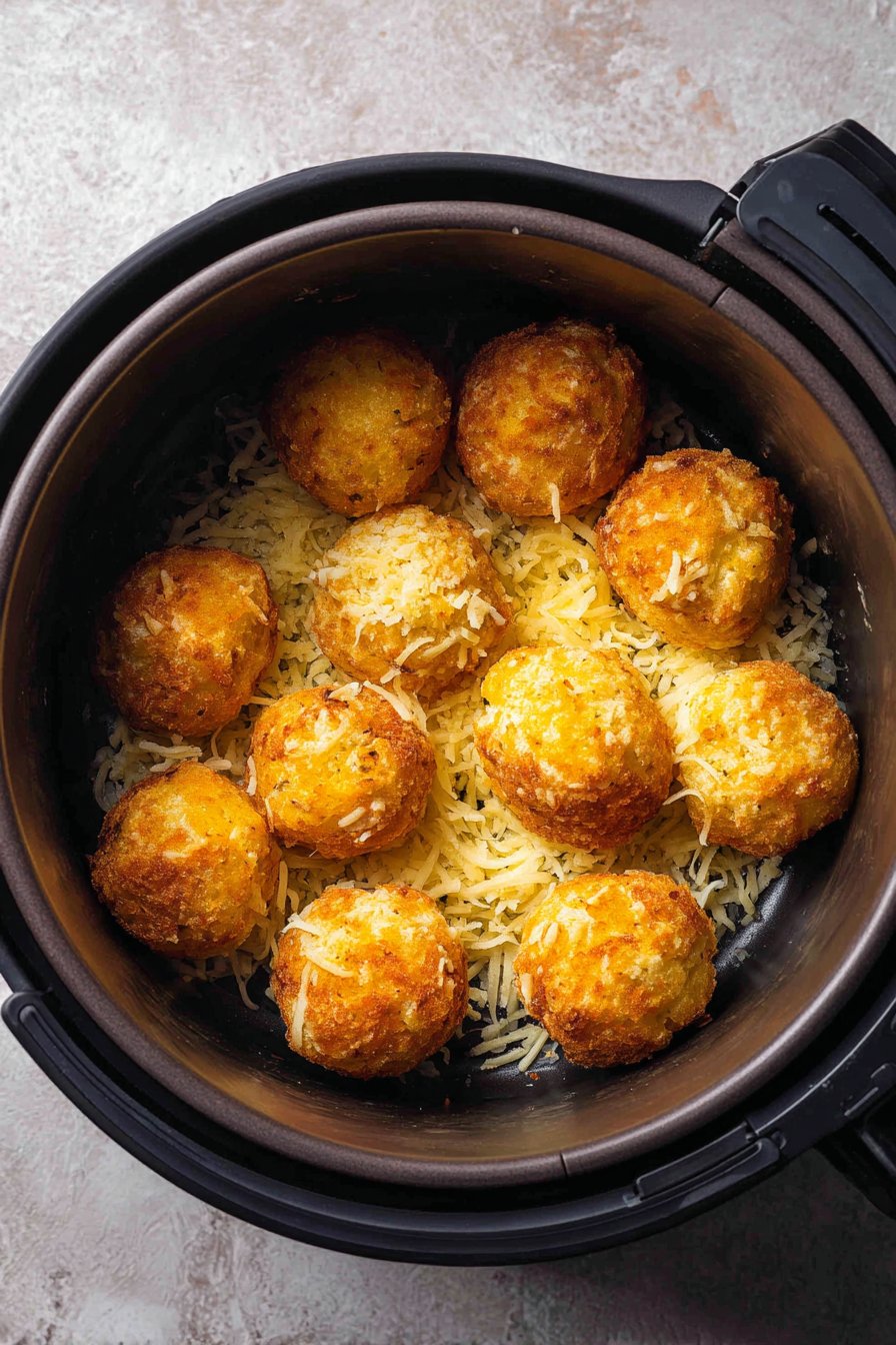 Air Fryer Cheesy Mashed Potato Balls instructions process