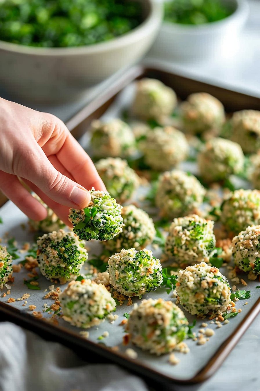Air Fryer Broccoli Cheddar Poppers process image