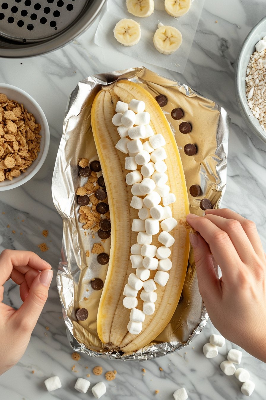 Air Fryer Banana Boats process image