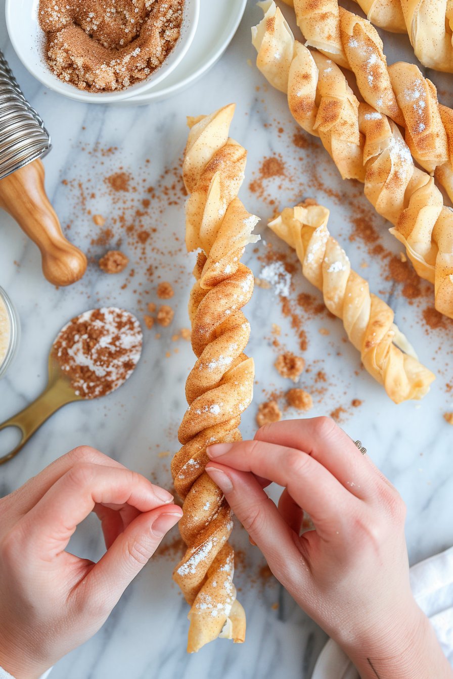 Air Fryer Cinnamon Twists process image