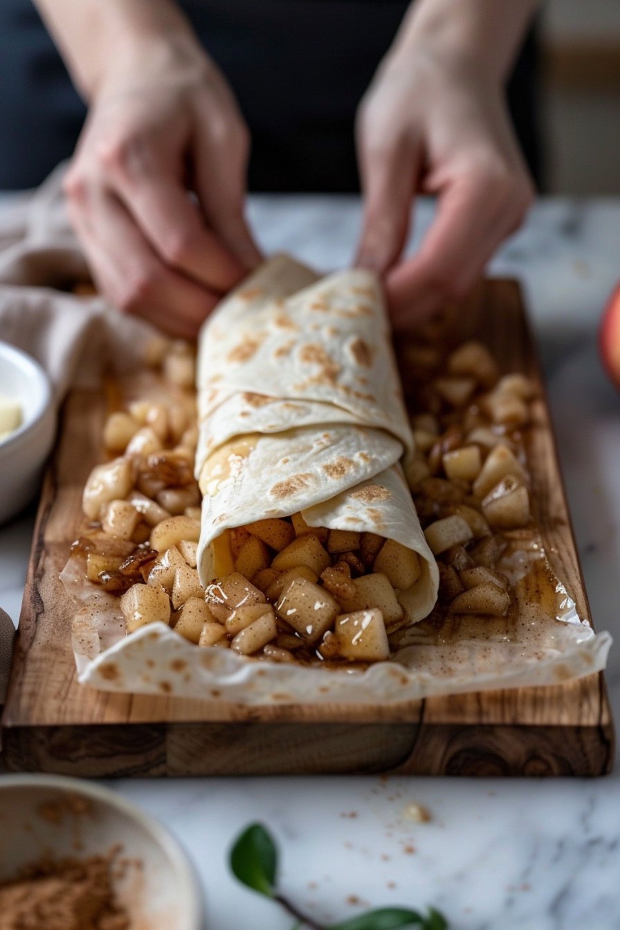 Easy Air Fryer Apple Pie Taquitos process image