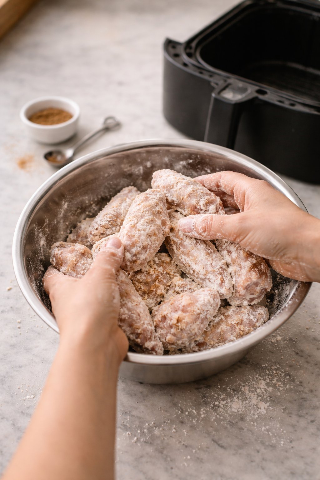 Air Fryer Chinese Chicken Wings process image