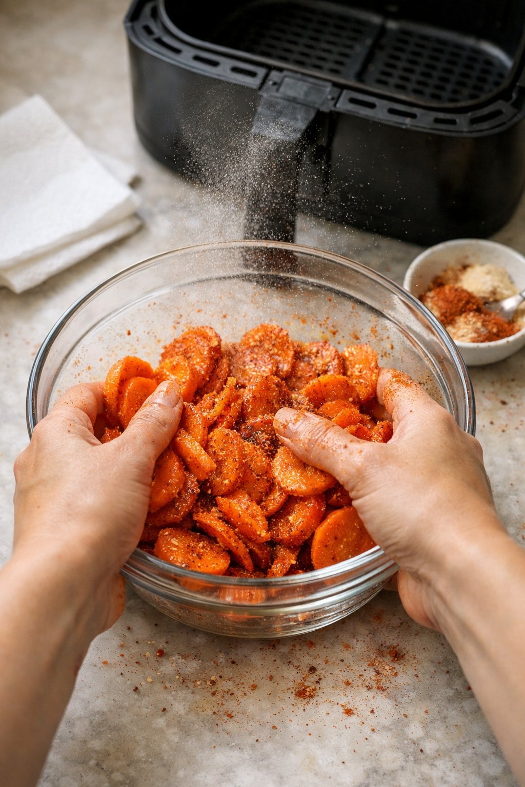 AIR FRYER CARROT CHIPS process image