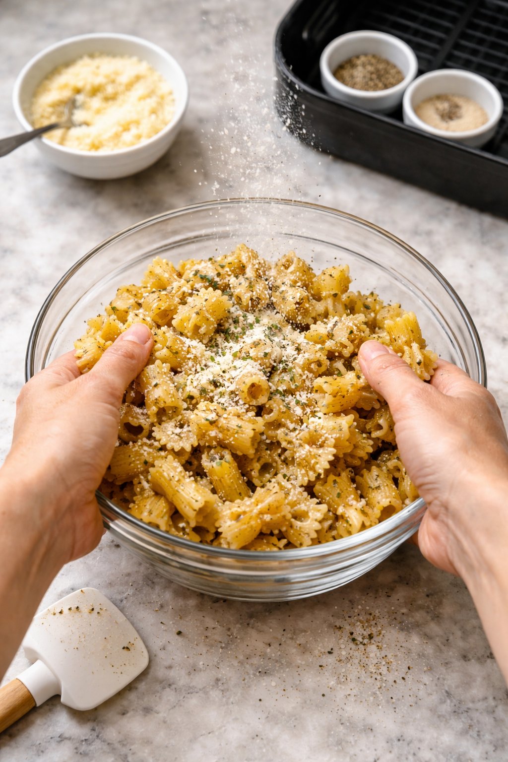 Air Fryer Pasta Chips process image