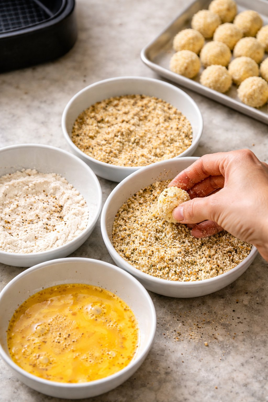 Crispy Air Fryer Mozzarella Balls for Cheesy Bliss process image