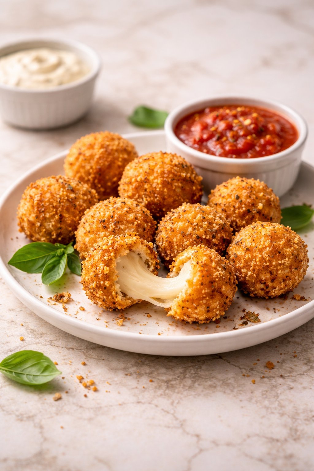 Crispy Air Fryer Mozzarella Balls for Cheesy Bliss serving image